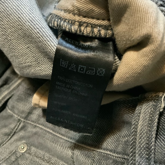 Allsaints Spitalfields Quarry Split Gray Button Fly Tapered Denim Jeans - Picture 9 of 12